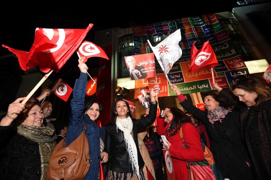 Supporters of Tunisian former prime minister and Beji Caid Essebsi