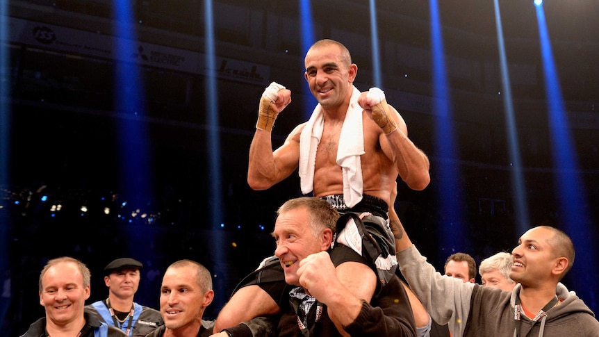 Australia's Sam Soliman after beating IBF middleweight world champion Felix Sturm in 2013.