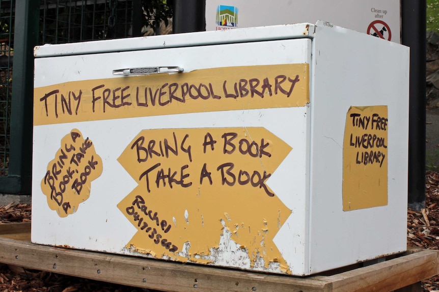 A tiny free library on Liverpool Street