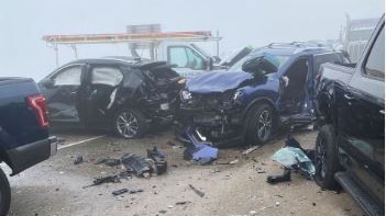 A number of cars crashed into each other and torn apart.