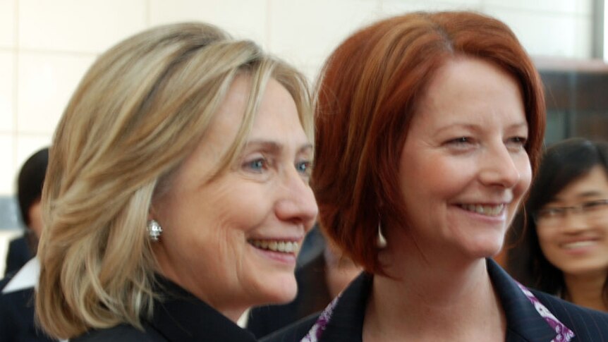 Hillary Clinton and Julia Gillard in Hanoi (AAP: Adam Gartrell)