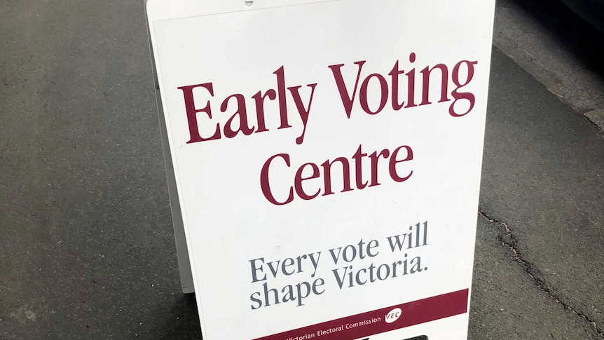 An early voting centre sign in Ringwood.