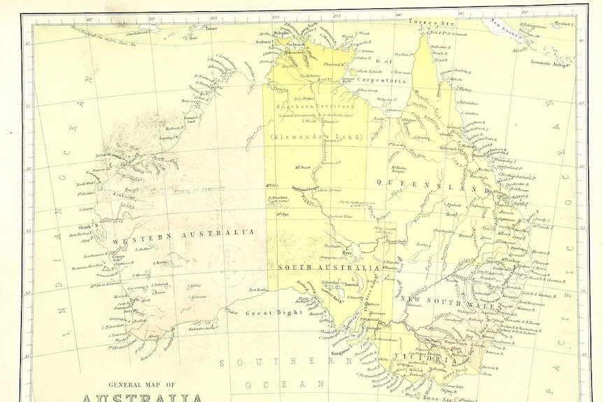 Booth's 1873 general map of Australia.
