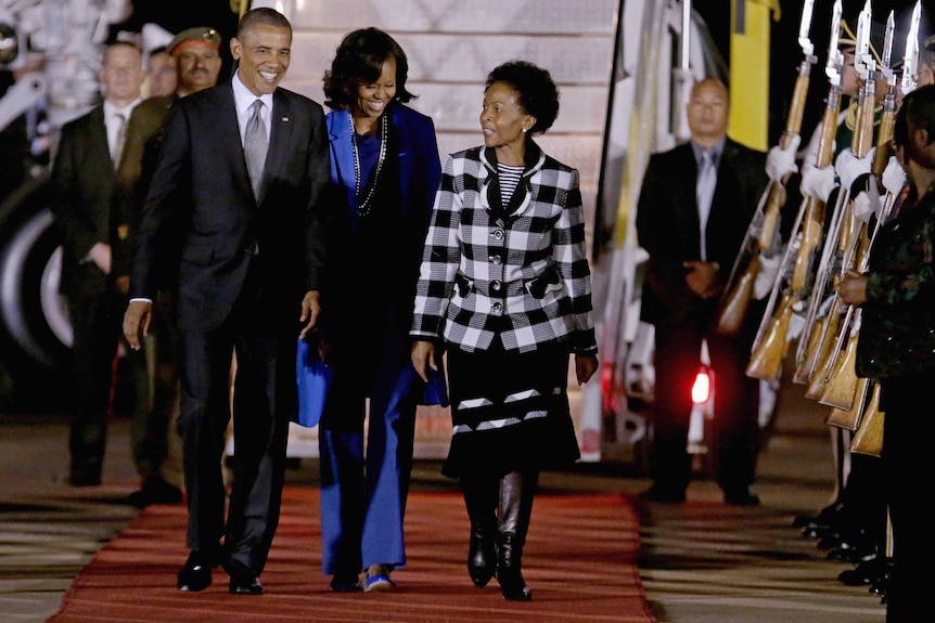 Barack and Michelle Obama have arrived in Pretoria, South Africa.