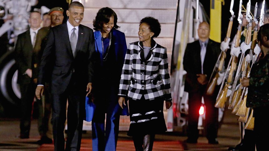 Barack and Michelle Obama have arrived in Pretoria, South Africa.