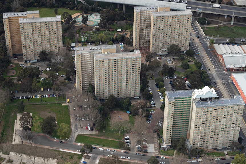 Aerial view of Melbourne public housing