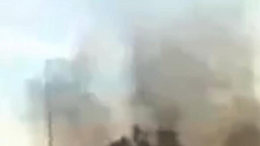 YouTube still of smoke rising in the Libyan city of Al Bayda