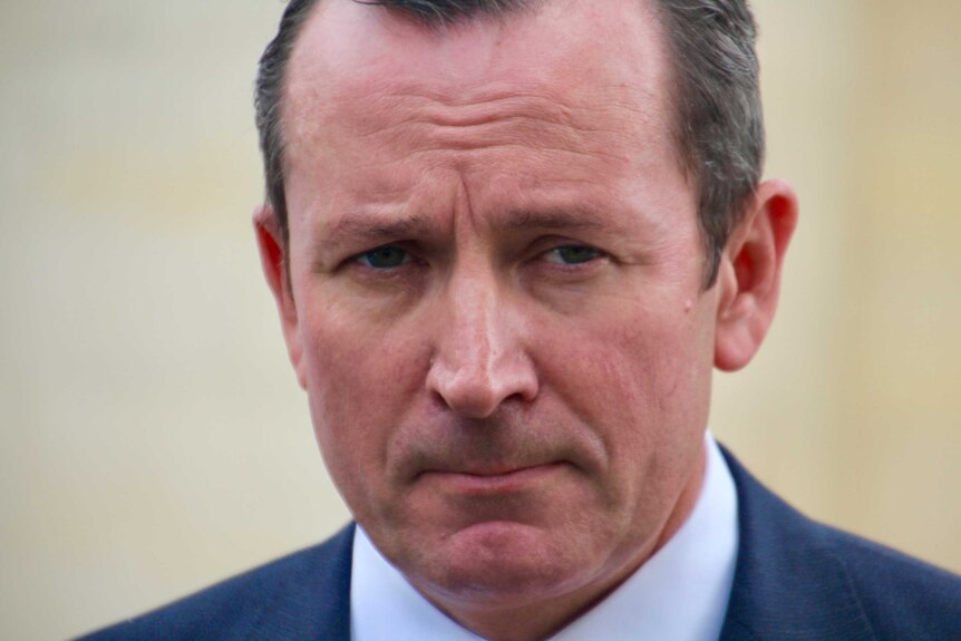 Close up of the WA Premier Mark McGowan outside of the WA Parliament.