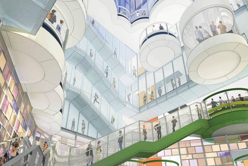 Artist's impression of the internal atrium of the Liveris Academy