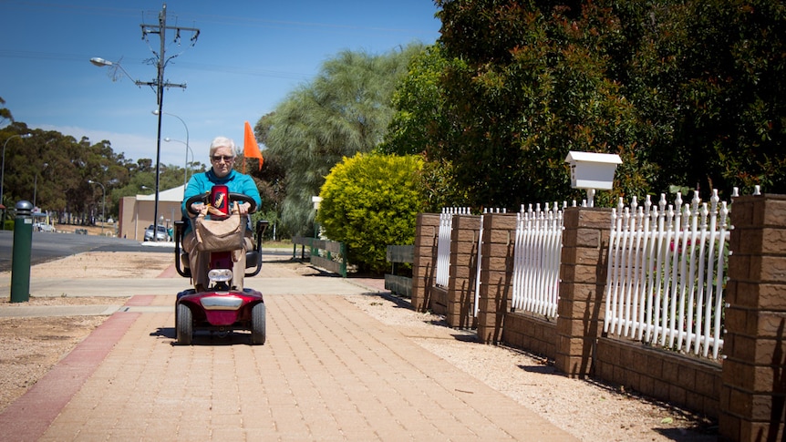 Barmera resident Norma Cock on a scooter.