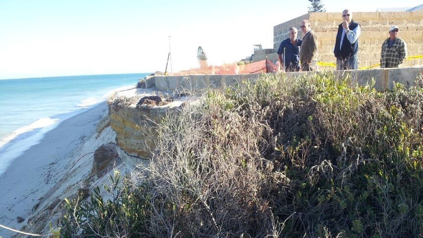 Erosion of the sea wall at Seabird, north of Perth.