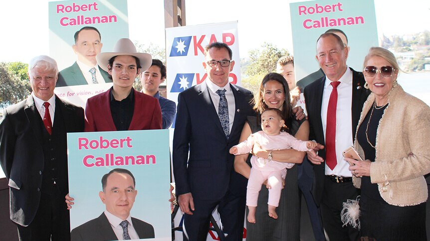 Katter's Australian Party representatives with Wentworth by-election candidate Robert Callanan