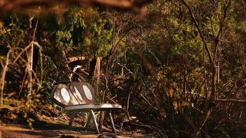 A chair in the shape of a butterfly at Waterworks Reserve
