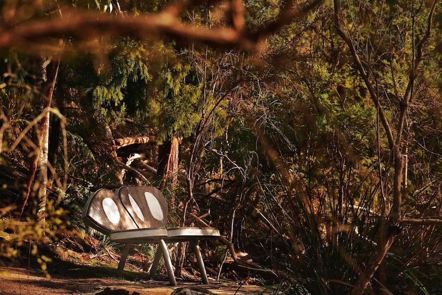 A chair in the shape of a butterfly at Waterworks Reserve