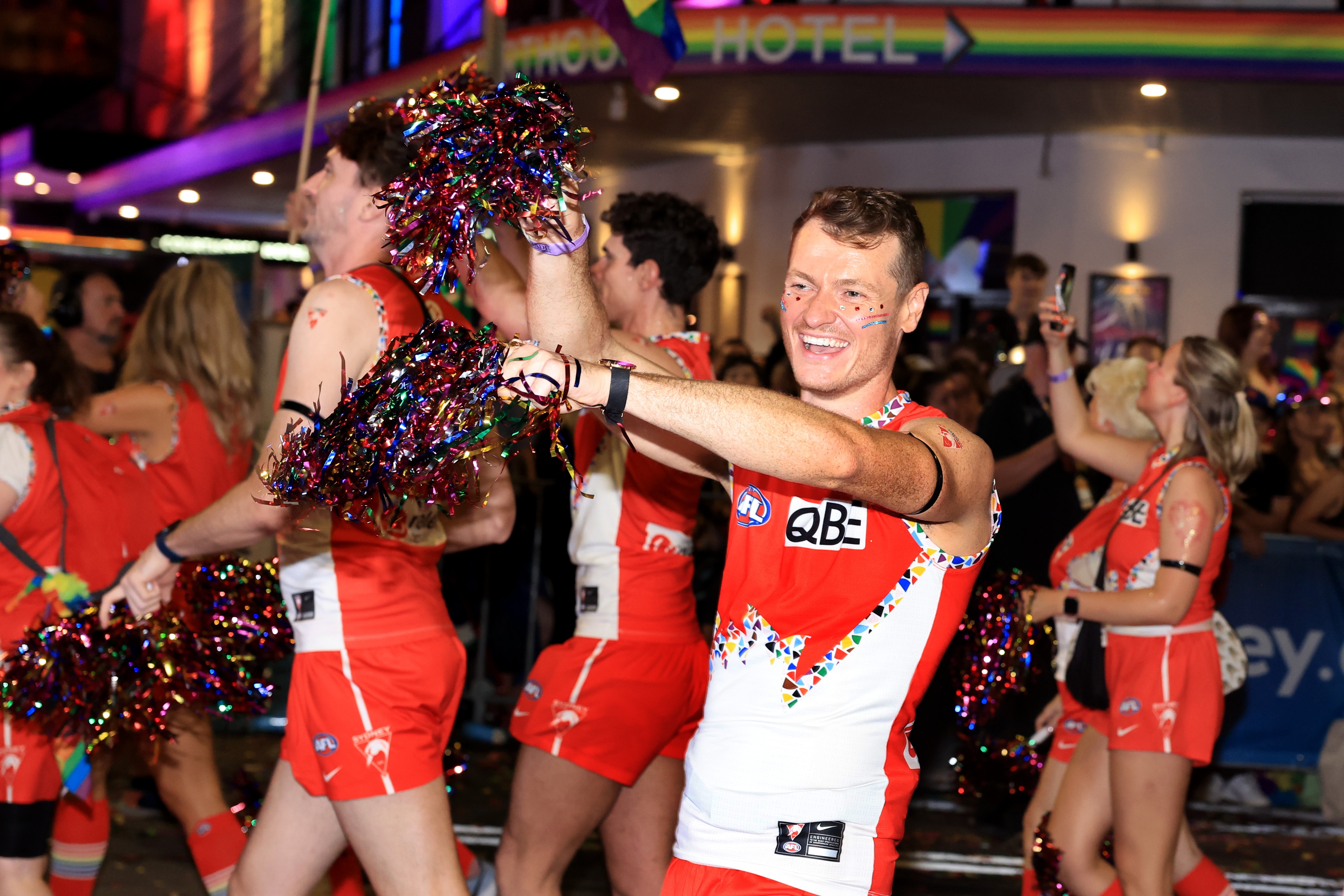 Sydney Swans Mardi Gras walk in parade.
