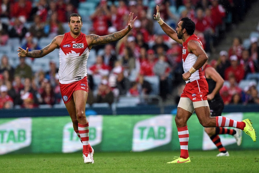 Lance Franklin and Adam Goodes