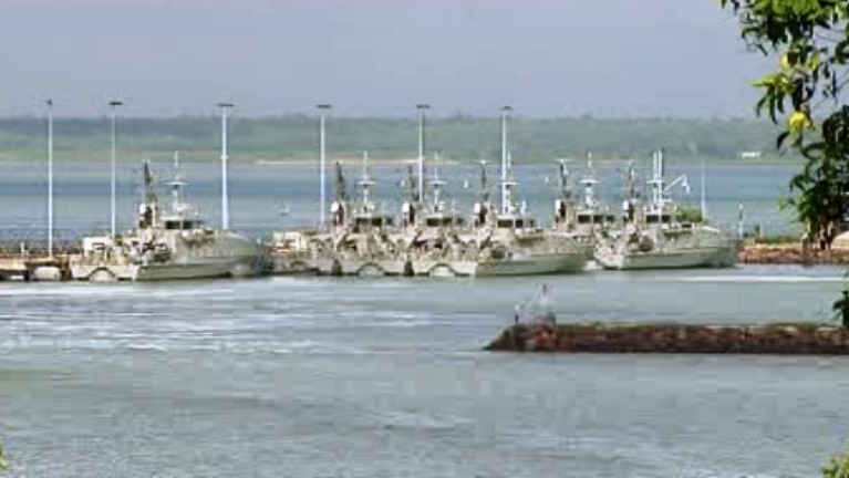 Asylum seeker patrol boats docked in Darwin
