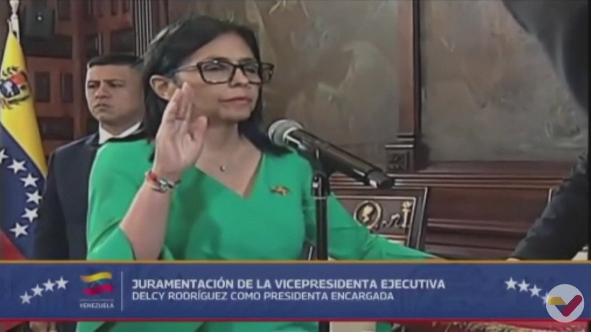 Delcy Rodríguez officially sworn in as Venezuela’s interim president.