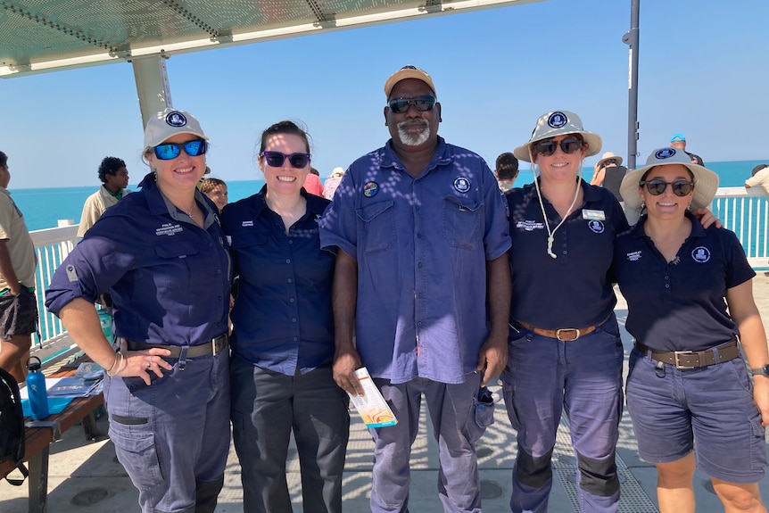 DBCA scientist rangers and cadet team pictured in Roebuck Bay 