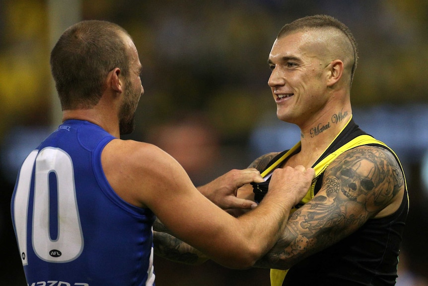 Dustin Martin has a scrap