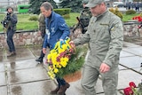 IAEA chief Rafael Grossi at Chernobyl wreath