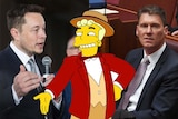 Composite of Elon Musk, Corey Bernadi and the Monorail Salesman