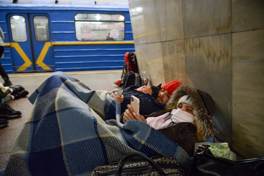Ukraine residents sheltering in subway stations basements and purpose