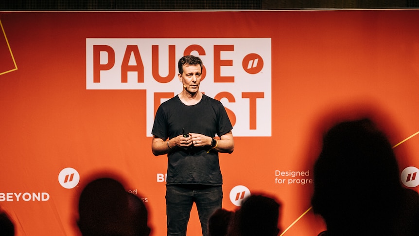 Didier Elzinga on stage at Pause Fest in Melbourne