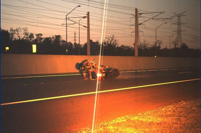 A speed camera in WA captures an images of a motorcyclist coming off his bike