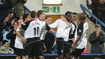 Louis Saha of Fulham celebrates