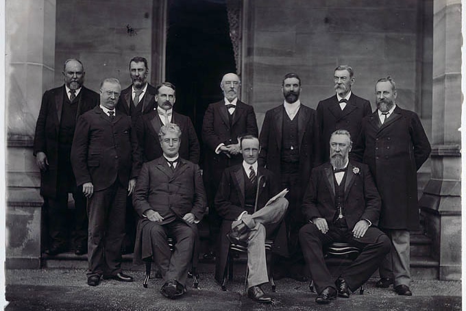 Governor-general Lord Hopetoun with the first Commonwealth ministry, 1901.