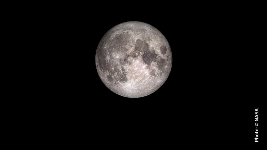 Image of the moon at a smaller scale showing northern hemisphere perspective