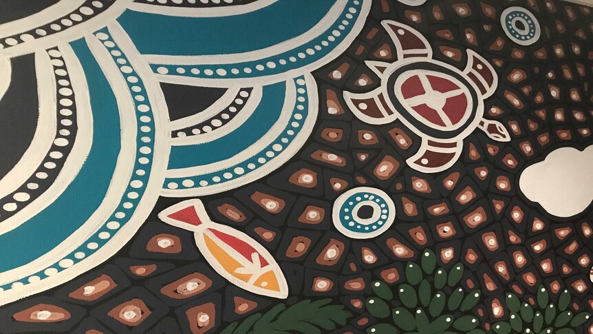Close up of Aboriginal artwork in Gold Coast University Hospital birthing suite