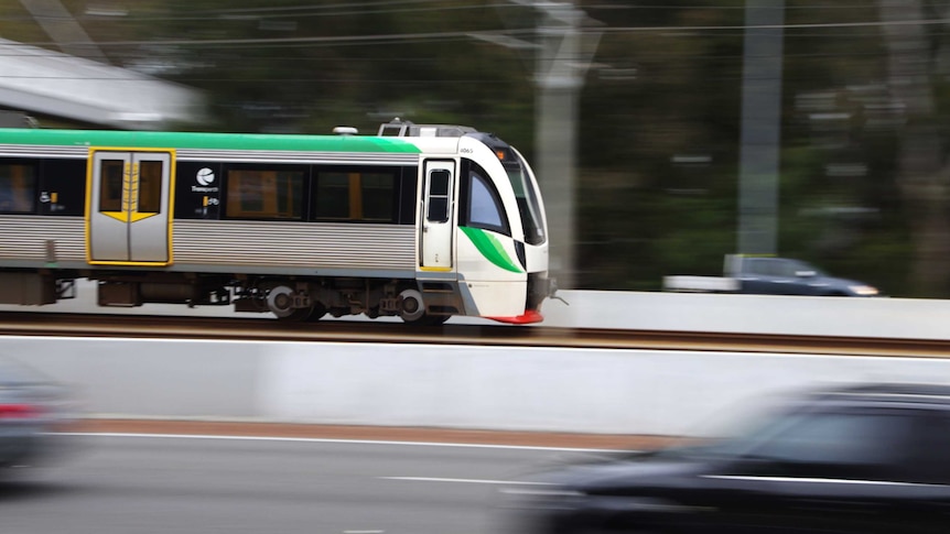 Motion shot of a Transperth train