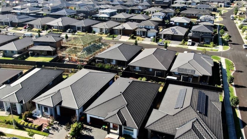 a birds eye view of houses in a development