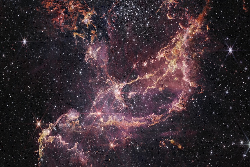Star cluster NGC 346, shown in this image from NASA's James Webb Space Telescope Near-Infrared Camera