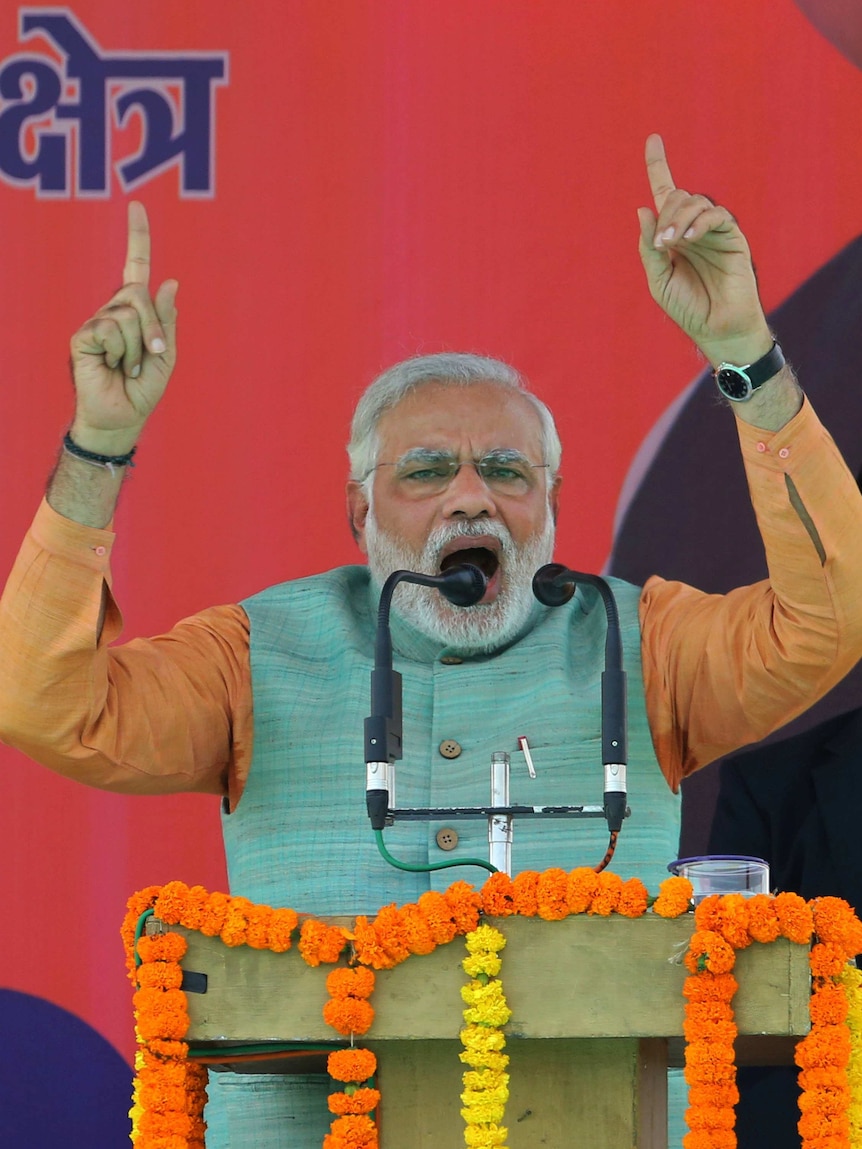 Narendra Modi speaks at a rally in Jharkhand