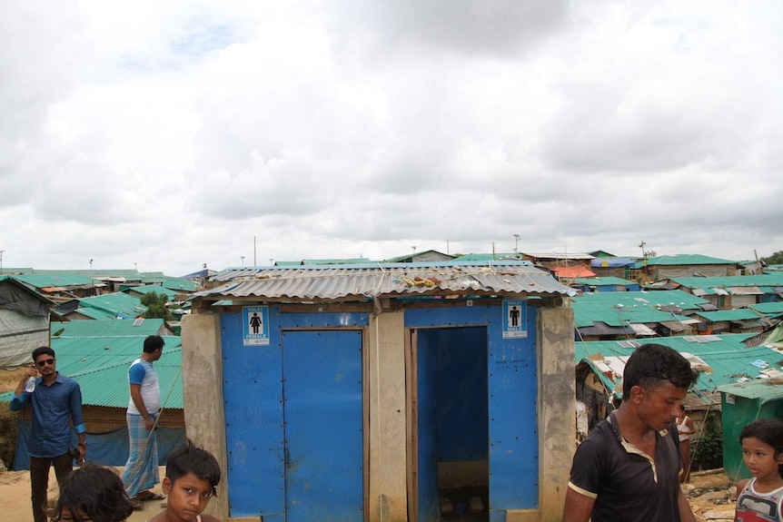 Male and female toilets in Kutupalong Rohingya Refugee camp 3 in Bangladesh.