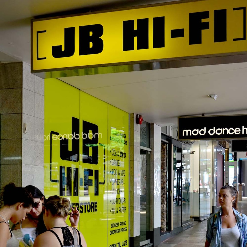 The exterior of a JB Hi-Fi store in Brisbane.