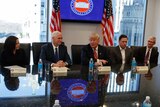 Facebook COO Sheryl Sandberg, Vice President-elect Mike Pence, Donald Trump, PayPal founder Peter Thiel, and Apple CEO Tim Cook.