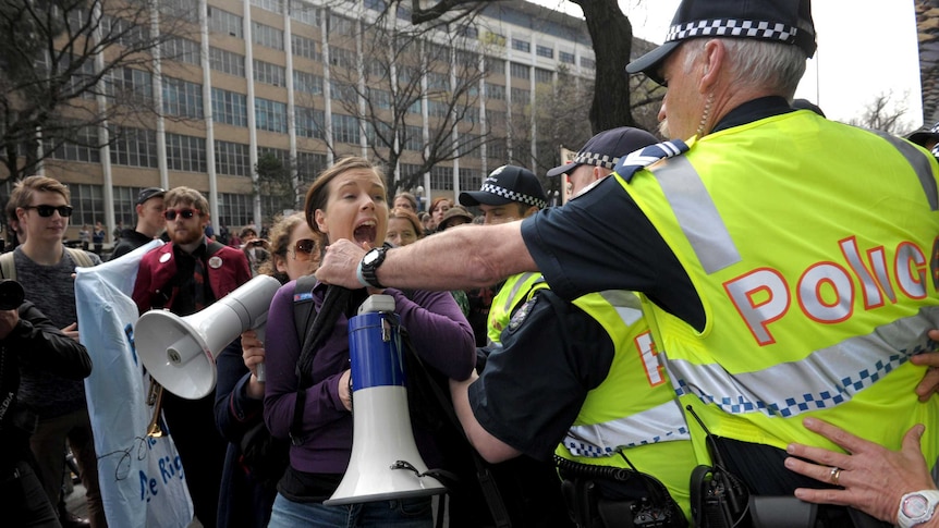 Student protestors clash with police