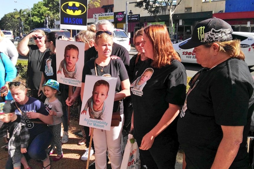 A dozen of Mason's supporters were outside court.