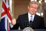 Prime Minister Kevin Rudd speaks in the East Room of the White House