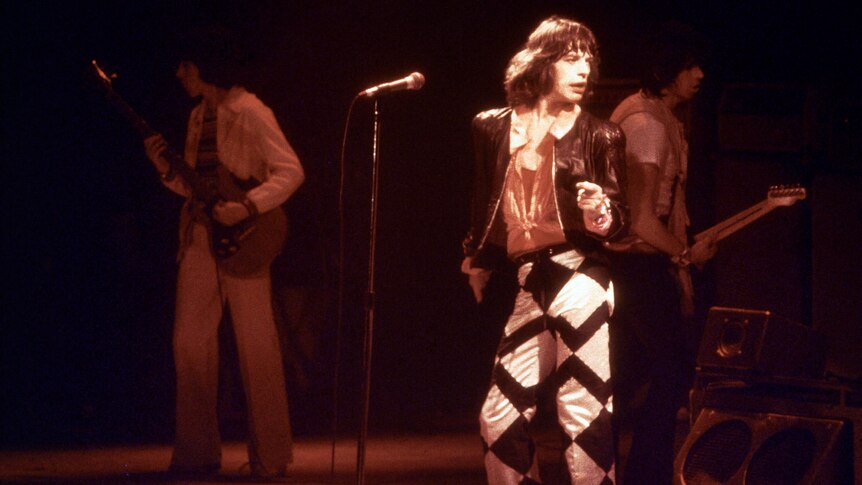 Mick Jagger sings out front of the Rolling Stones in Glasgow in May 1982.