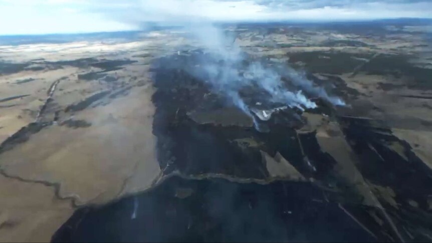 Sutton fire aerial shot.