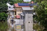 A flooded street in Milton in Brisbane