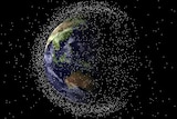 Artist's impression: thousands of pieces of space debris orbiting Earth