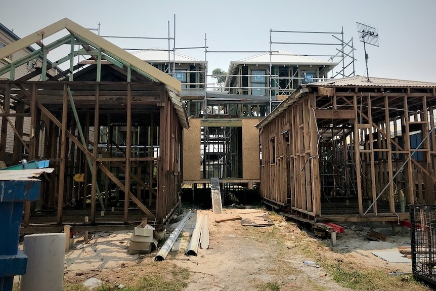 Exterior of house construction site.