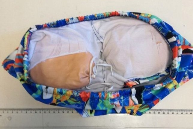 A pair of fake buttocks purportedly containing cocaine.