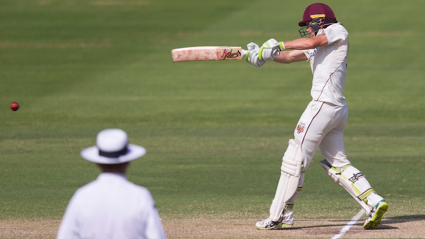 Marnus Labuschagne of Queensland bats against NSW in Wollongong in March 2018.